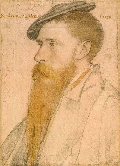 Hans holbein the younger Portrait of William Reskimer. Coloured chalks on pink-primed paper Germany oil painting art